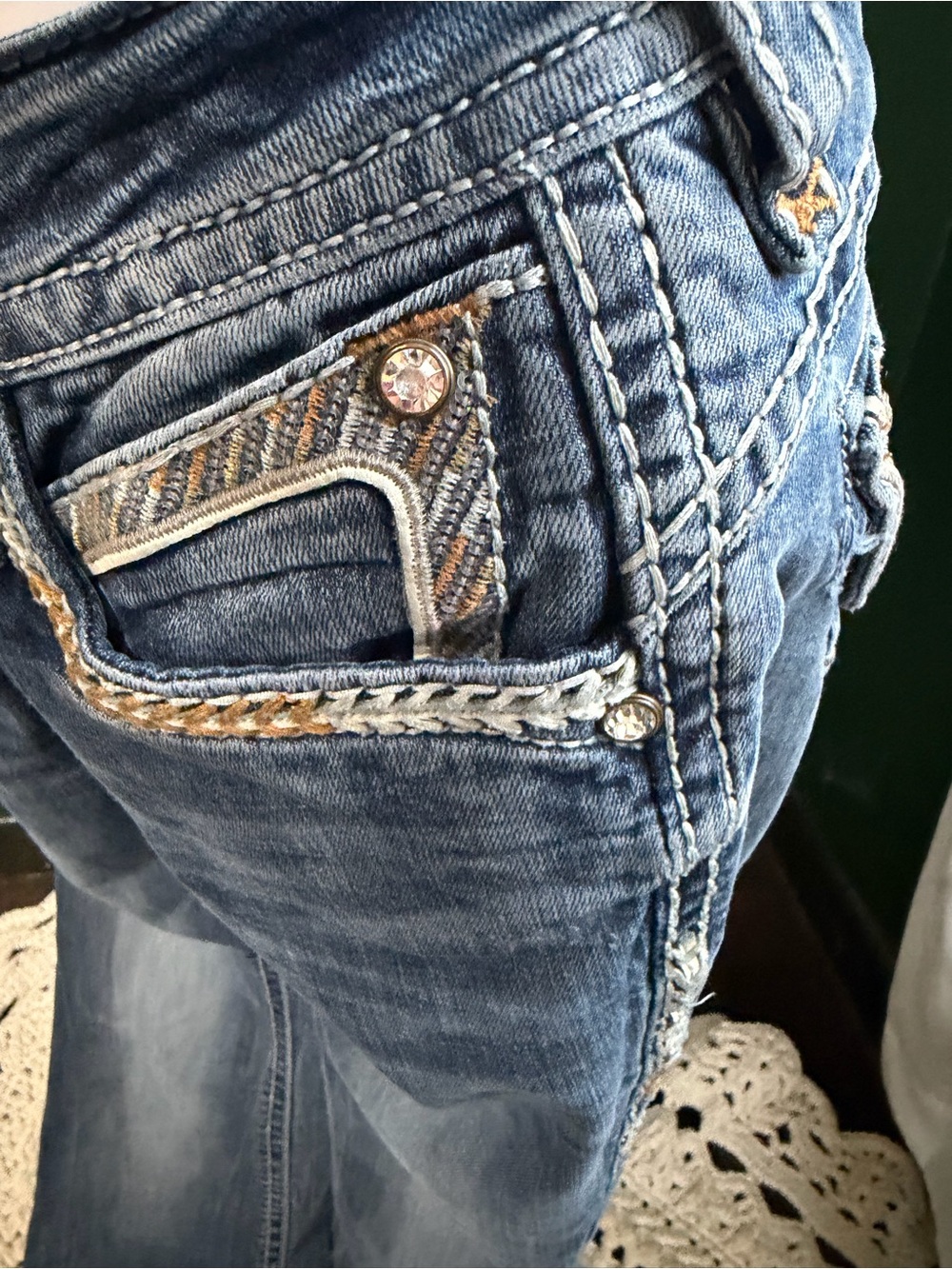 Rock Revival Women’s Boot Cut Jeans in Washed Blue - Picture 9 of 11